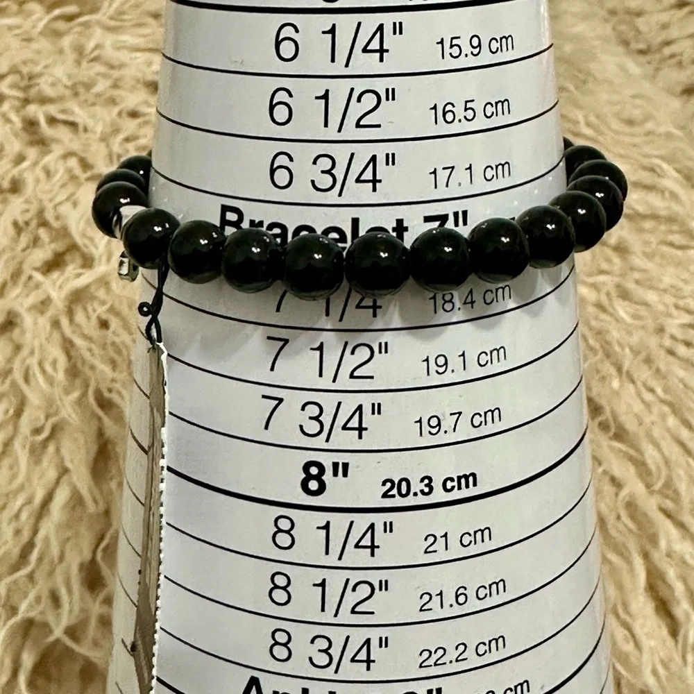 Express Men’s Genuine Stone Stretch Bracelet – Black Onyx / Agate – NWT